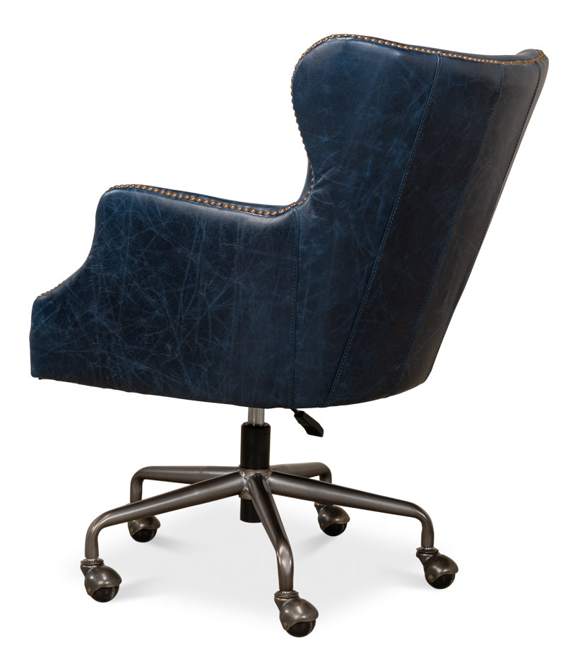 Andrew Jackson Desk Chair, Chateau Blue by Sarreid Ltd - view 7
