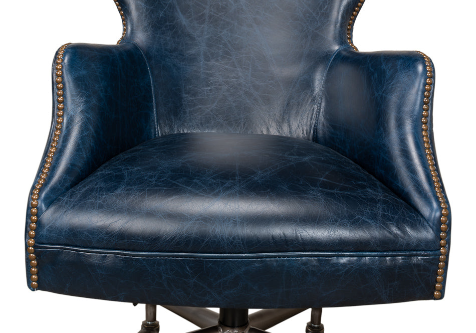 Andrew Jackson Desk Chair, Chateau Blue by Sarreid Ltd - view 8