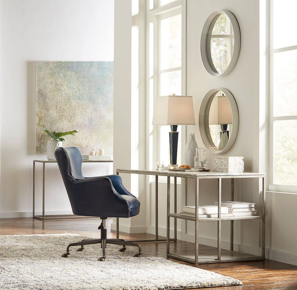 Andrew Jackson Desk Chair, Chateau Blue by Sarreid Ltd - view 5