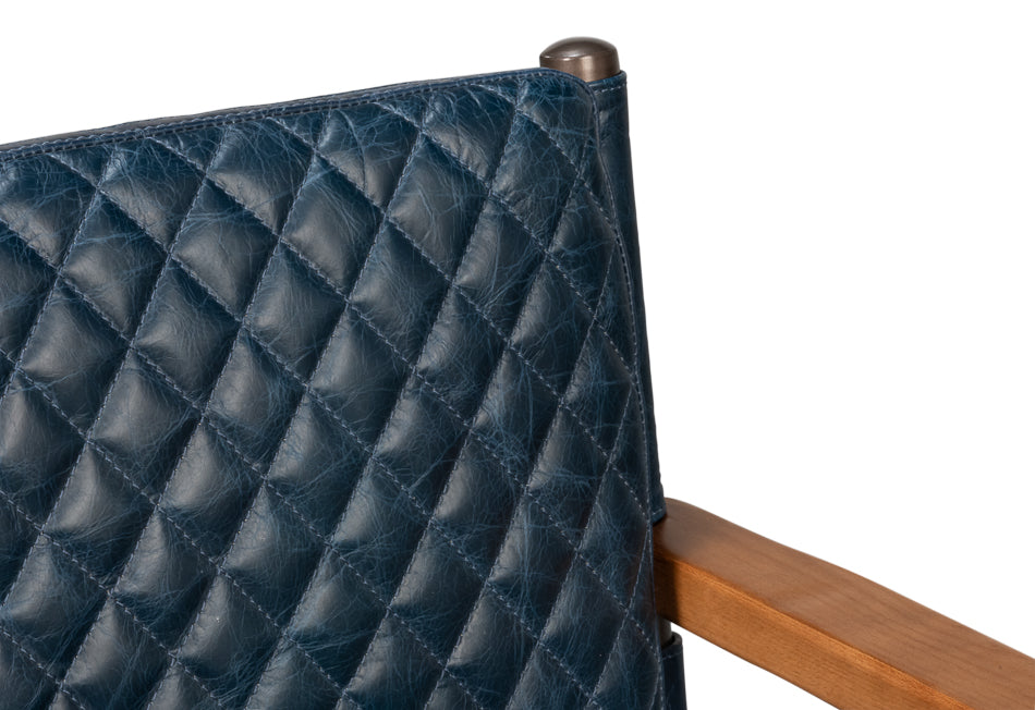 The Harley Chair, Chateau Blue Leather by Sarreid Ltd - view 8