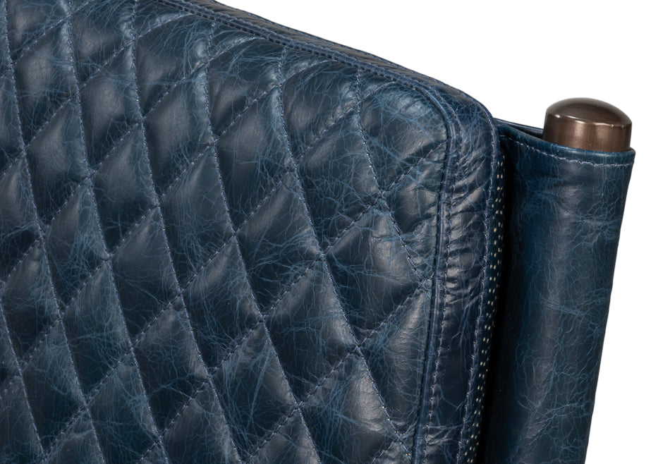 The Harley Chair, Chateau Blue Leather by Sarreid Ltd - view 9