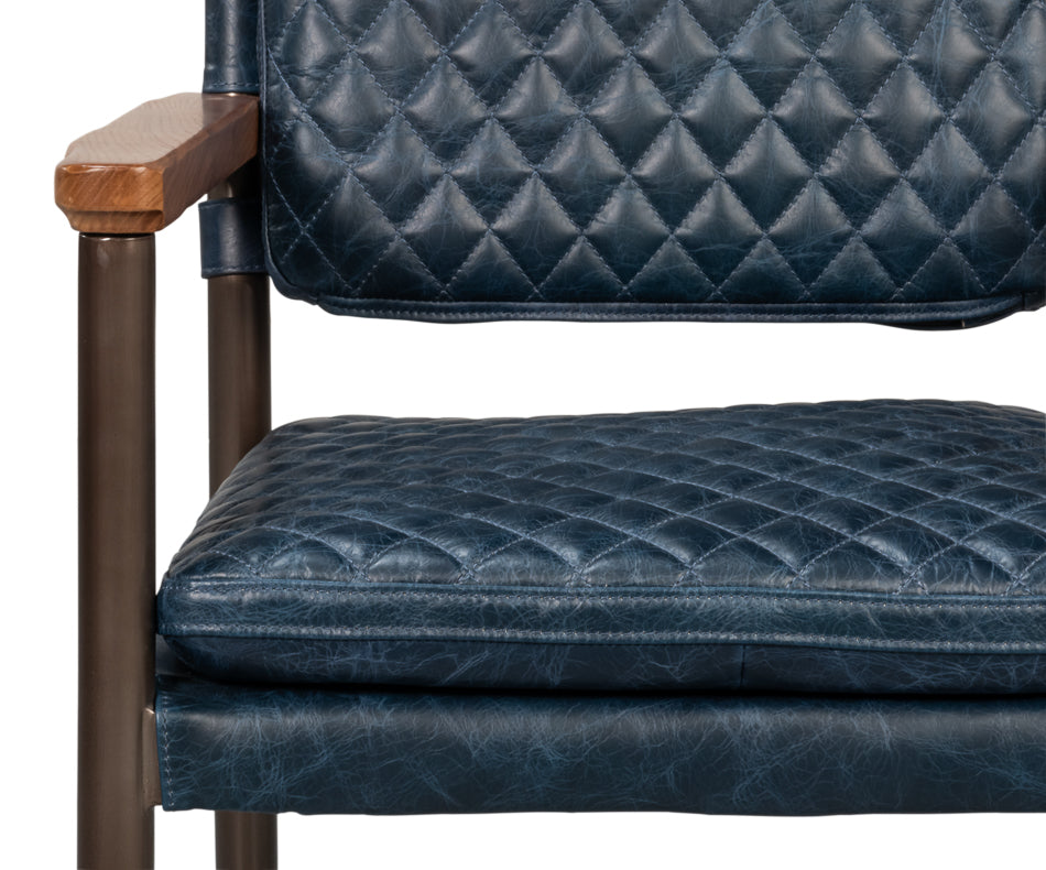 The Harley Chair, Chateau Blue Leather by Sarreid Ltd - view 10