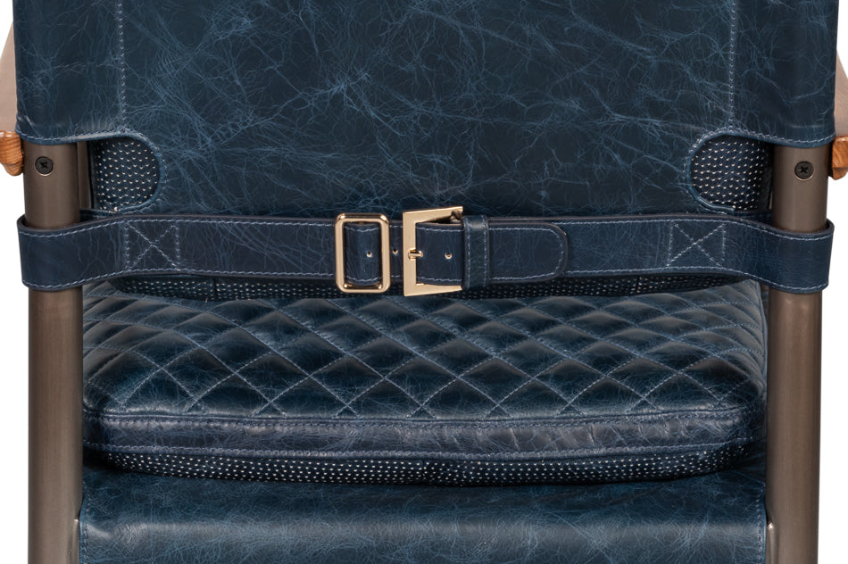 The Harley Chair, Chateau Blue Leather by Sarreid Ltd - view 11