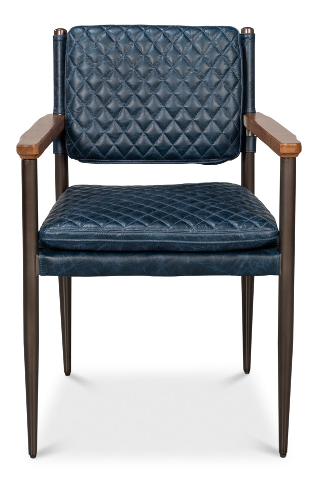 The Harley Chair, Chateau Blue Leather by Sarreid Ltd - view 2