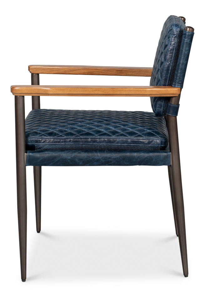 The Harley Chair, Chateau Blue Leather by Sarreid Ltd - view 3