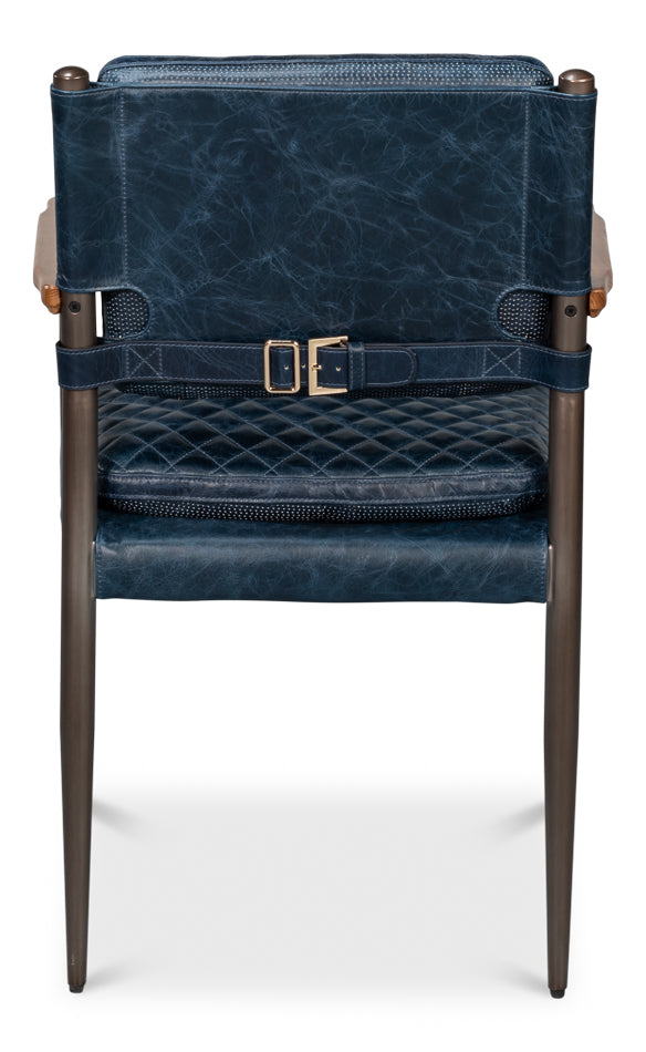 The Harley Chair, Chateau Blue Leather by Sarreid Ltd - view 4