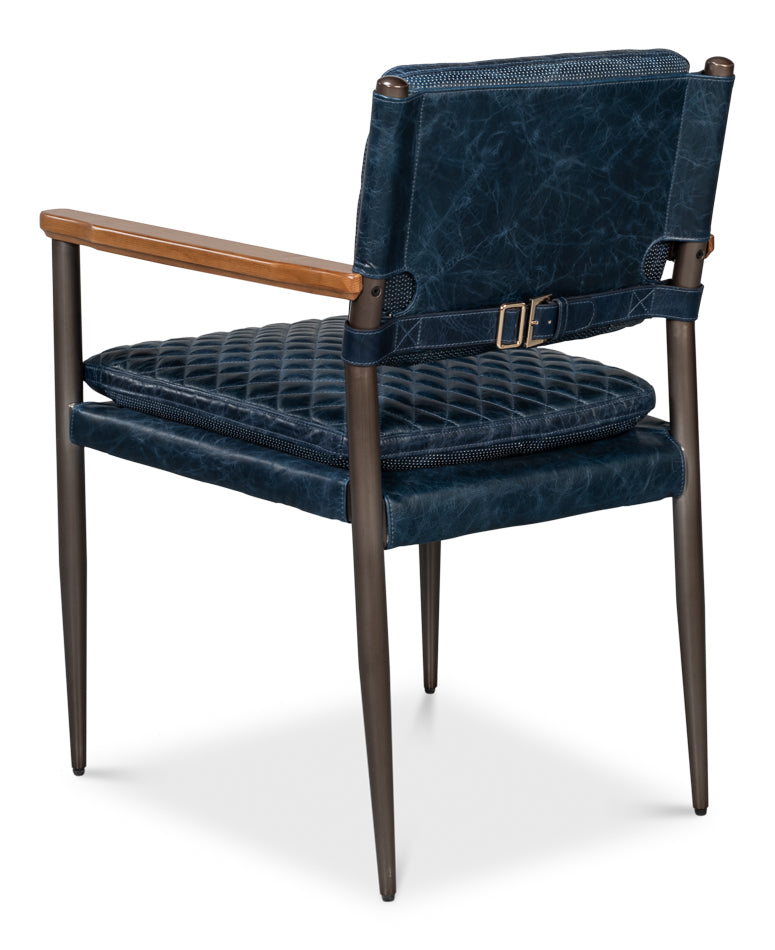 The Harley Chair, Chateau Blue Leather by Sarreid Ltd - view 5