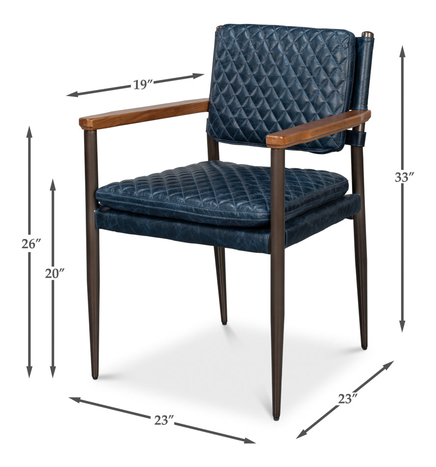 The Harley Chair, Chateau Blue Leather by Sarreid Ltd - view 7