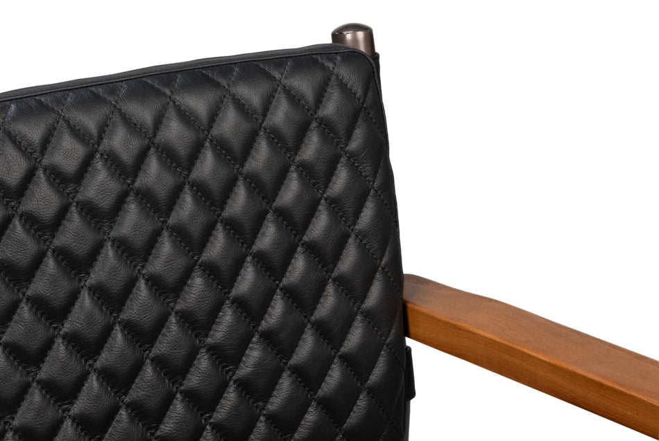 The Harley Chair, Onyx Black Leather by Sarreid Ltd - view 8