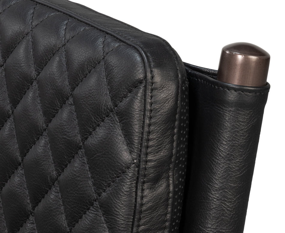 The Harley Chair, Onyx Black Leather by Sarreid Ltd - view 9