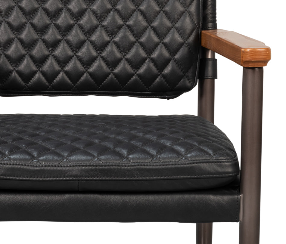 The Harley Chair, Onyx Black Leather by Sarreid Ltd - view 10
