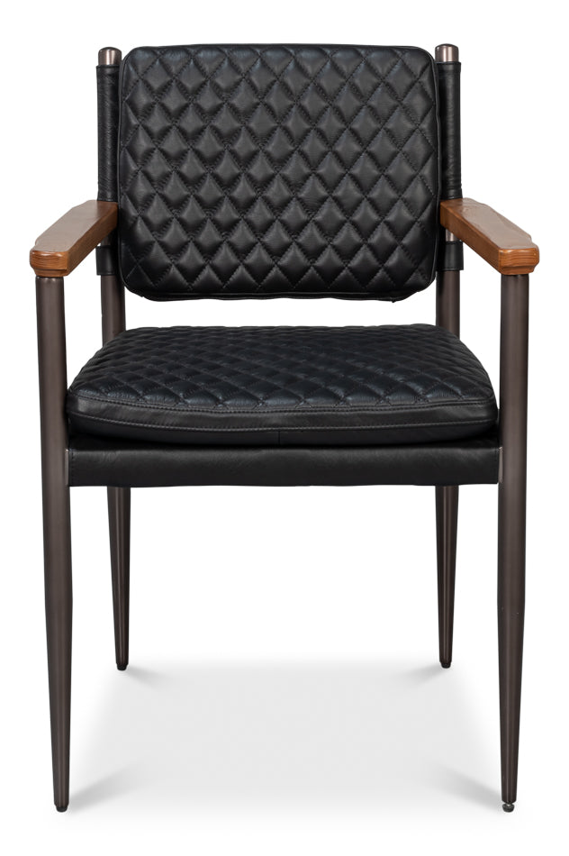 The Harley Chair, Onyx Black Leather by Sarreid Ltd - view 2