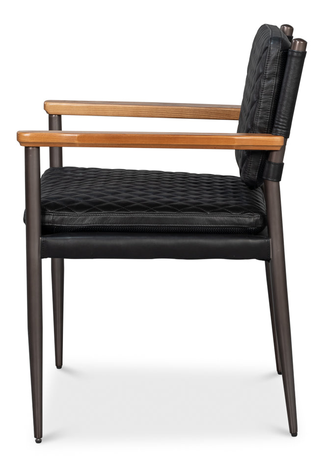 The Harley Chair, Onyx Black Leather by Sarreid Ltd - view 3