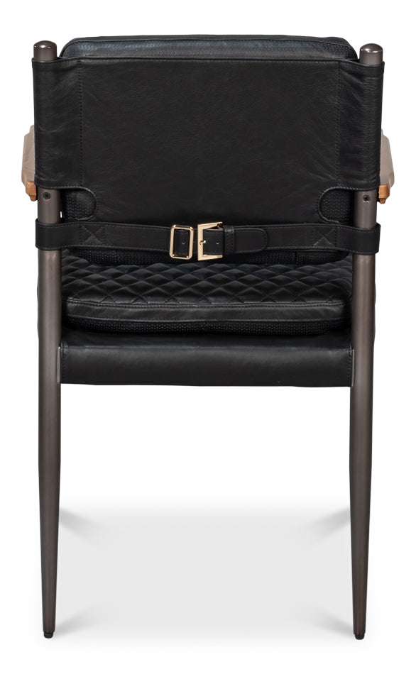 The Harley Chair, Onyx Black Leather by Sarreid Ltd - view 4