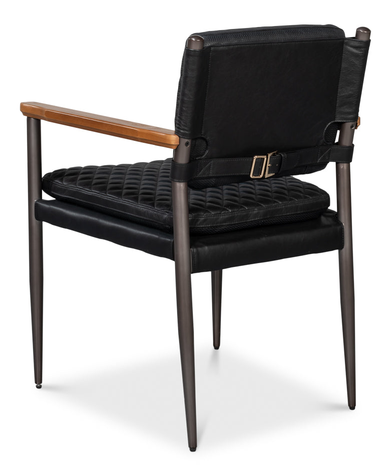 The Harley Chair, Onyx Black Leather by Sarreid Ltd - view 5