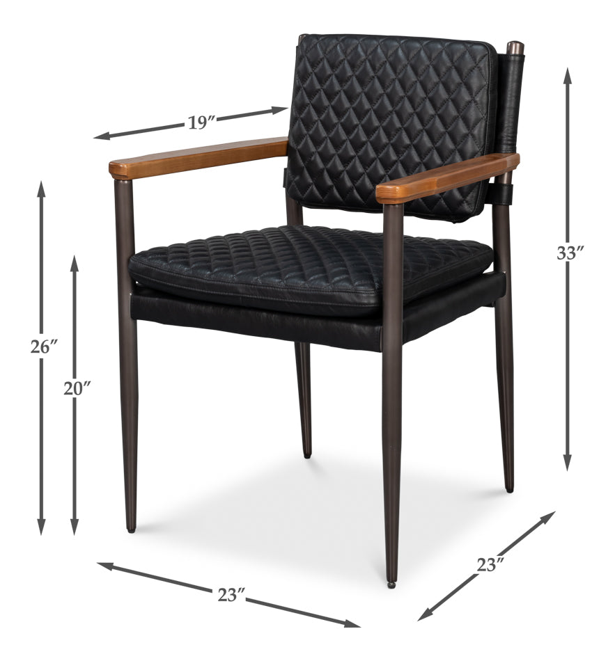 The Harley Chair, Onyx Black Leather by Sarreid Ltd - view 7
