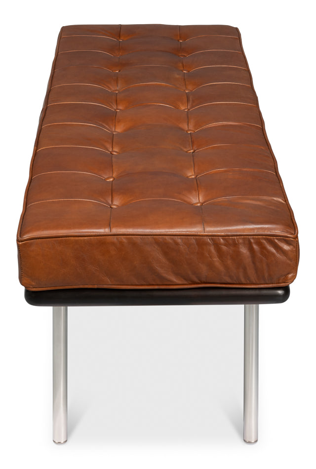 Prince Albert Bench, Vintage Havana Lthr by Sarreid Ltd - view 8