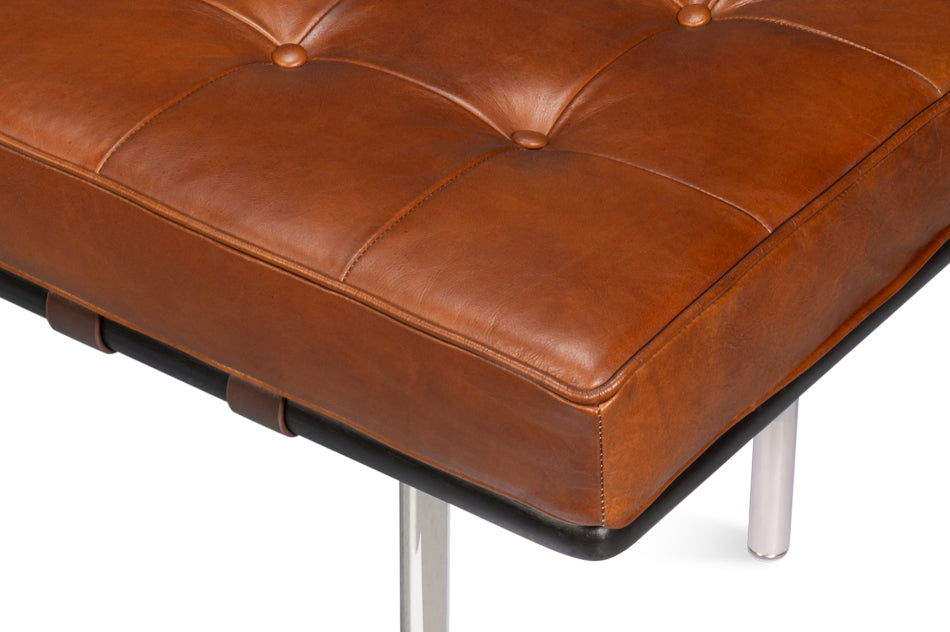 Prince Albert Bench, Vintage Havana Lthr by Sarreid Ltd - view 9