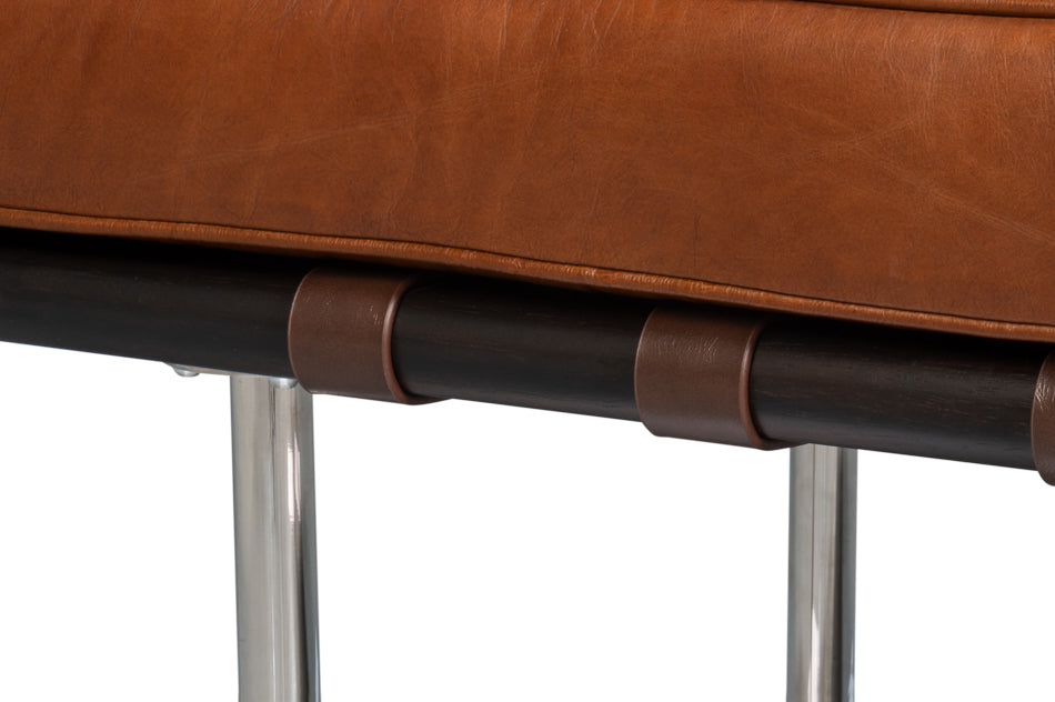 Prince Albert Bench, Vintage Havana Lthr by Sarreid Ltd - view 11