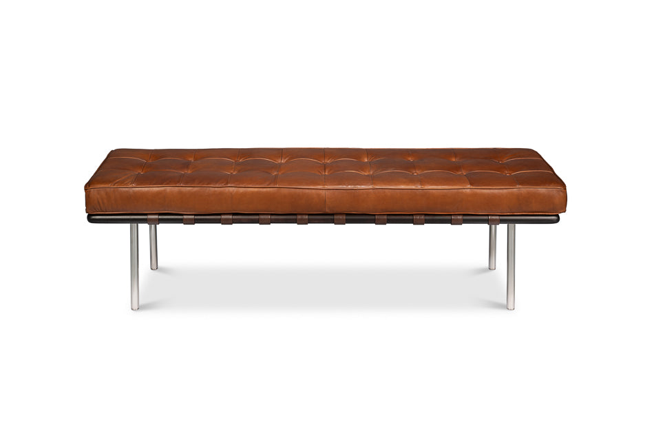 Prince Albert Bench, Vintage Havana Lthr by Sarreid Ltd - view 2