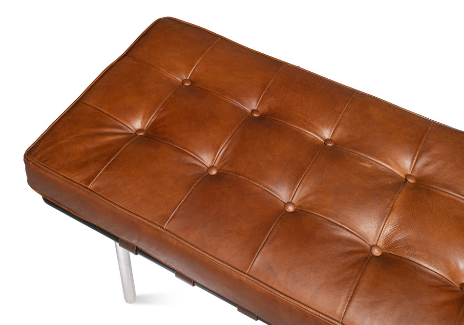 Prince Albert Bench, Vintage Havana Lthr by Sarreid Ltd - view 6