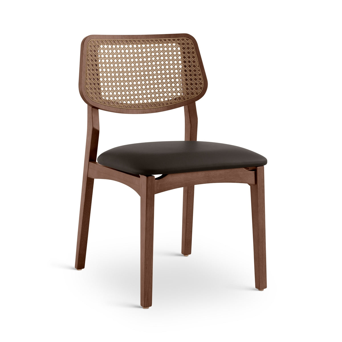 Beth Cane Dining Chair Nogal, Shimmy Black Vinyl, Nogal Cane by Urbia - detail 2