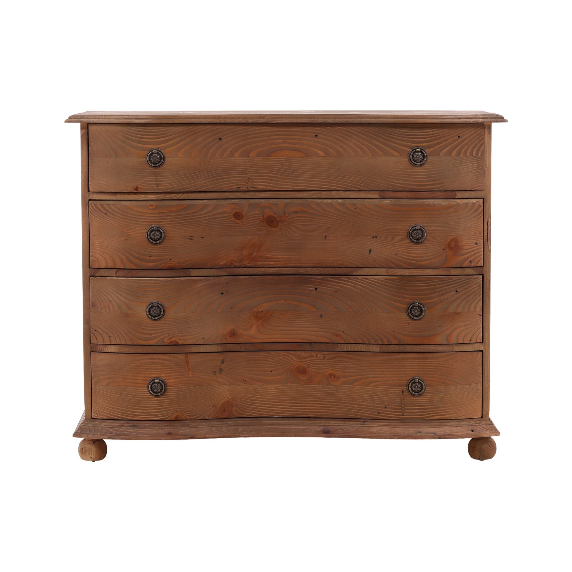 Pine Bowfront Chest detail view by Furniture Classics at ZIN Home