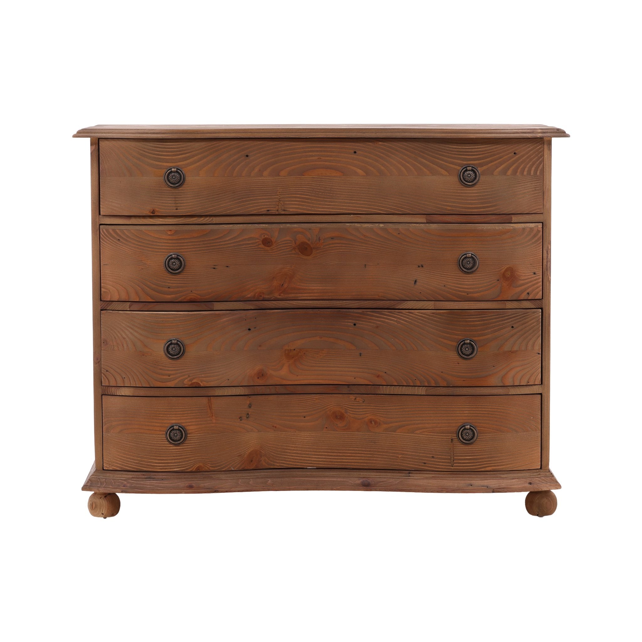 Pine Bowfront Chest detail view by Furniture Classics at ZIN Home