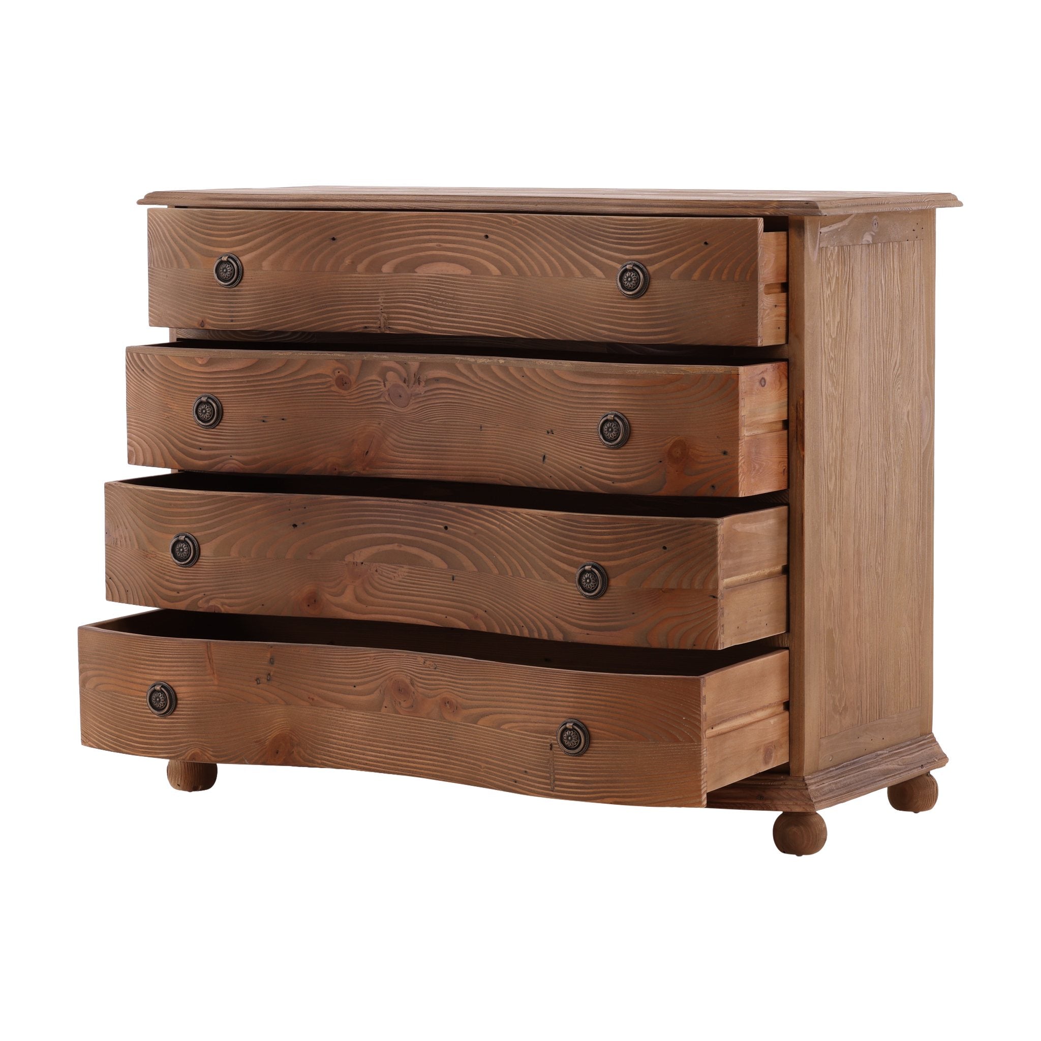 Pine Bowfront Chest detail view by Furniture Classics at ZIN Home