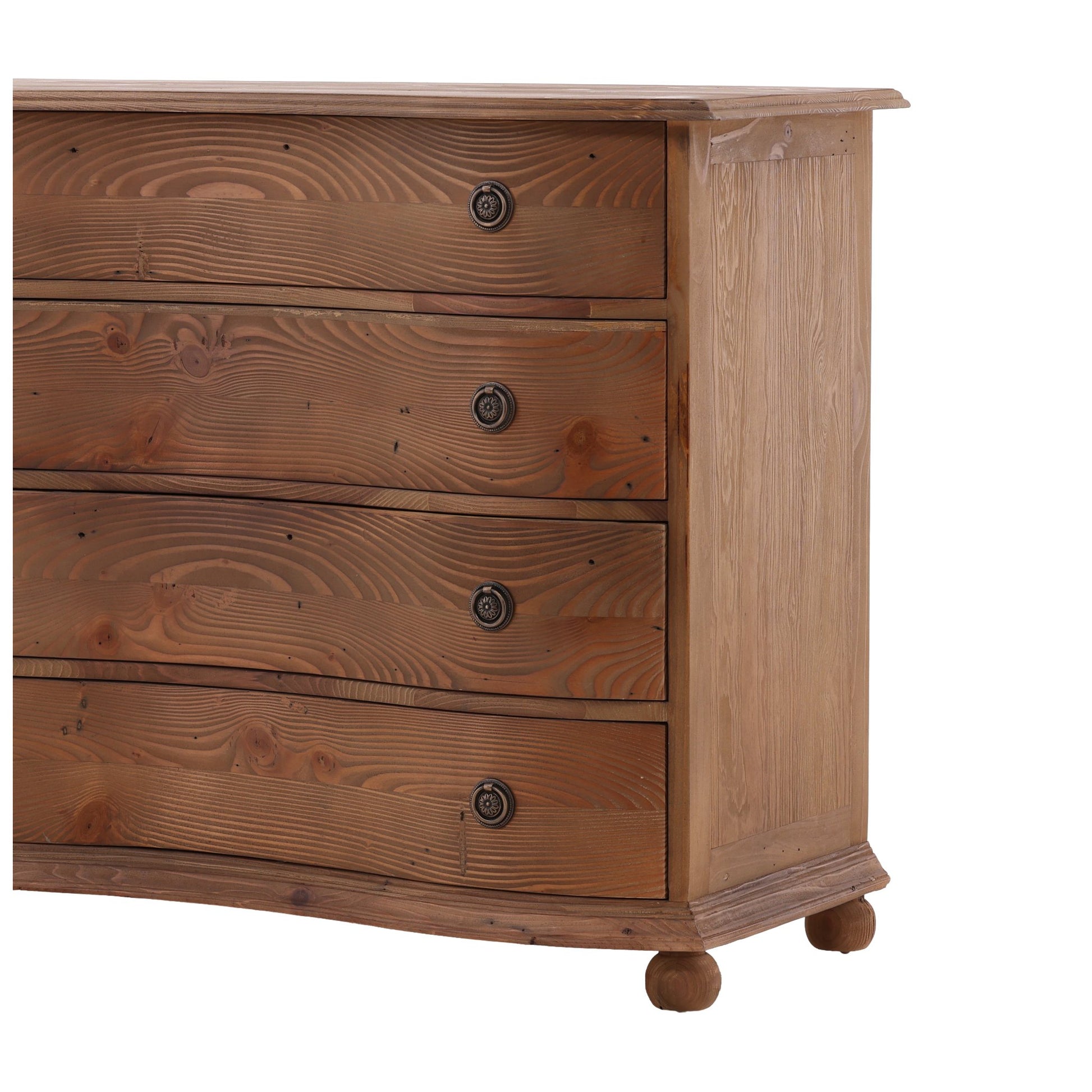Pine Bowfront Chest detail view by Furniture Classics at ZIN Home