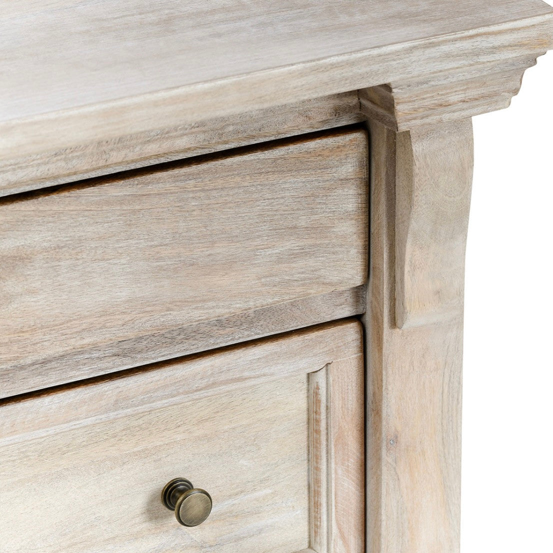 Adelaide 3-Drawer Mango Wood Nightstand Natural White Wash