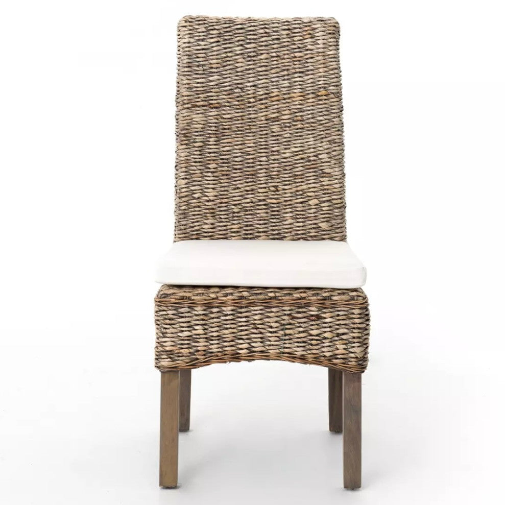 Banana Leaf Woven Dining Side Chair - Grey Wash