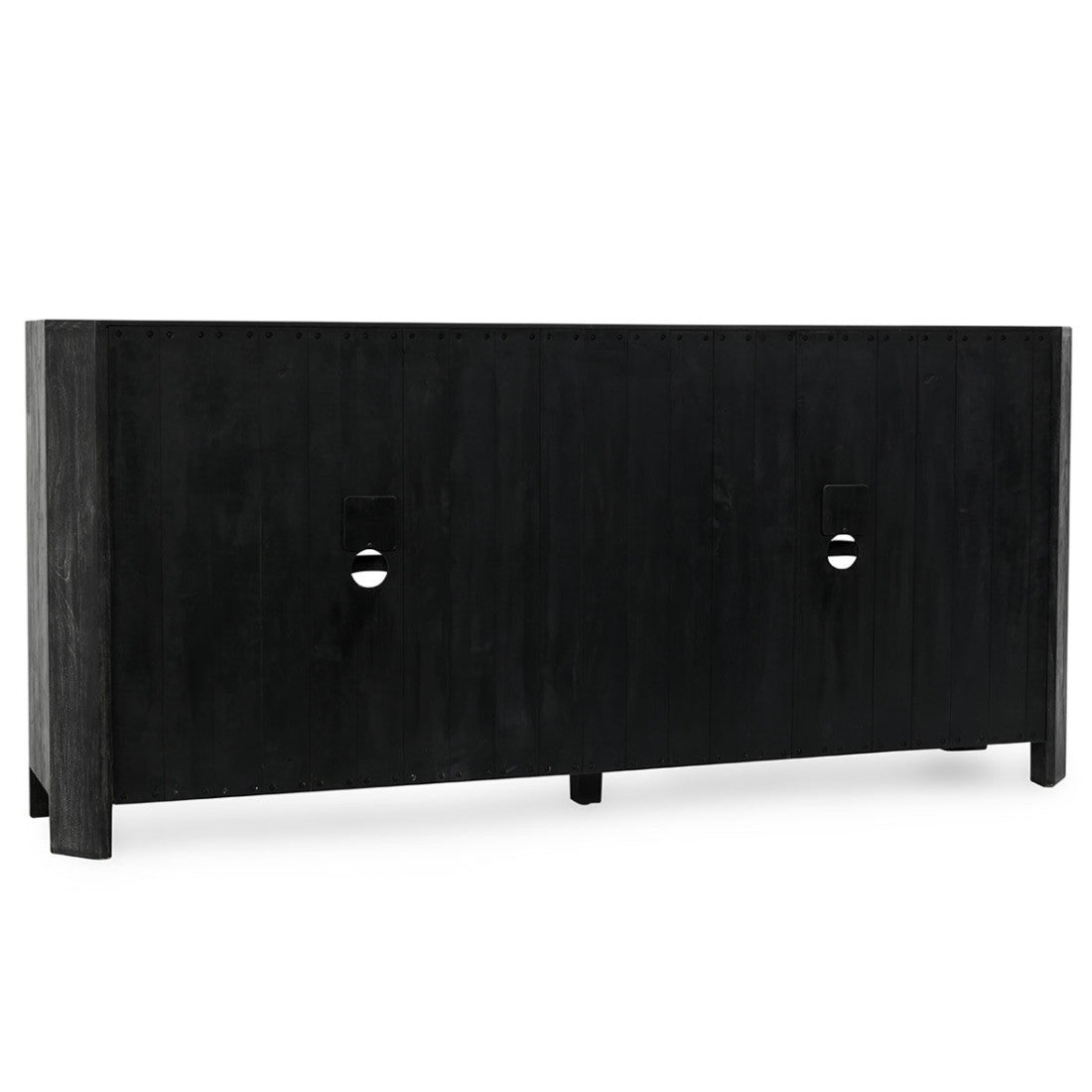 MacArthur 84" Reclaimed Oak 4-Door Cabinet in Antique Black