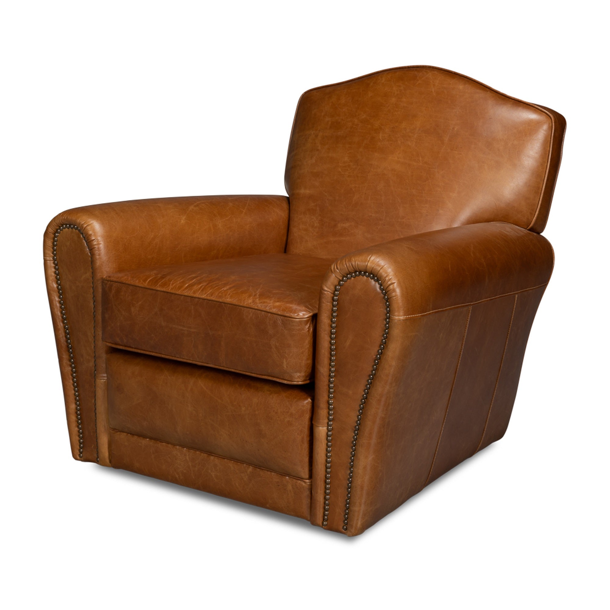 Elite French Club Swivel Chair,Cuba Brn by Sarreid Ltd