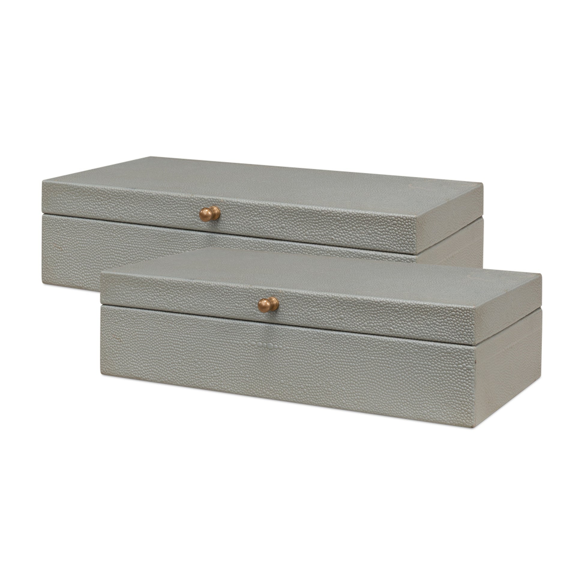 Gatsburg Shagreen Box, Storm Grey, S/2 by Sarreid Ltd