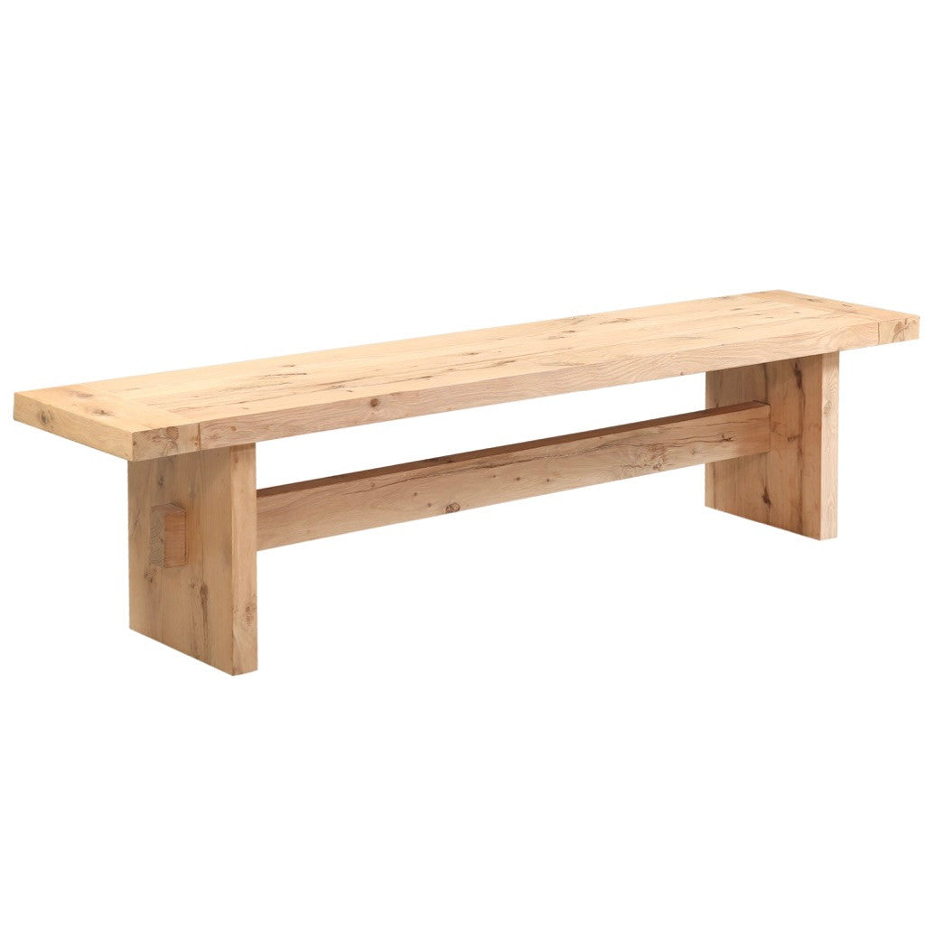 Alpine Solid Distressed Oak Wood Dining Bench 74"