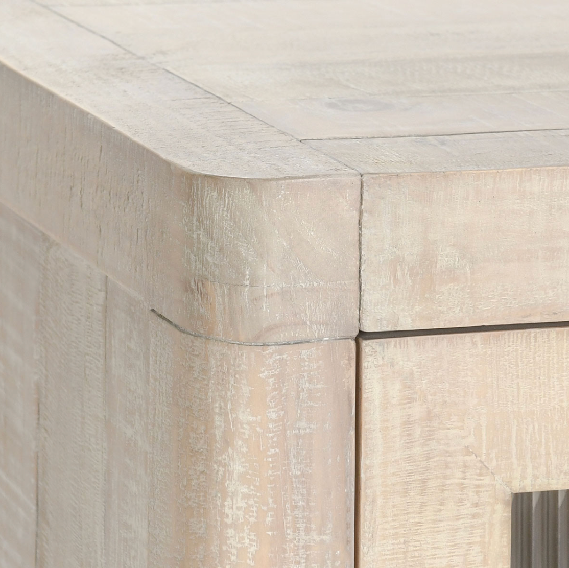 Tristan Reclaimed Wood White Washed 4-Door Cabinet 70"