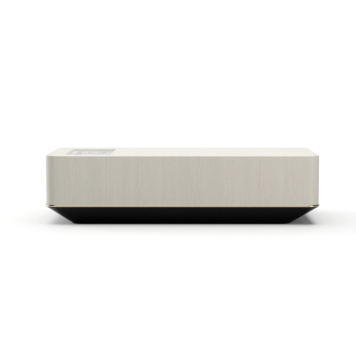 Madera Plinth Cocktail Table Brushed Gold 59" by Caracole