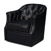 Coolidge Leather Swivel Chair, Black by Sarreid Ltd