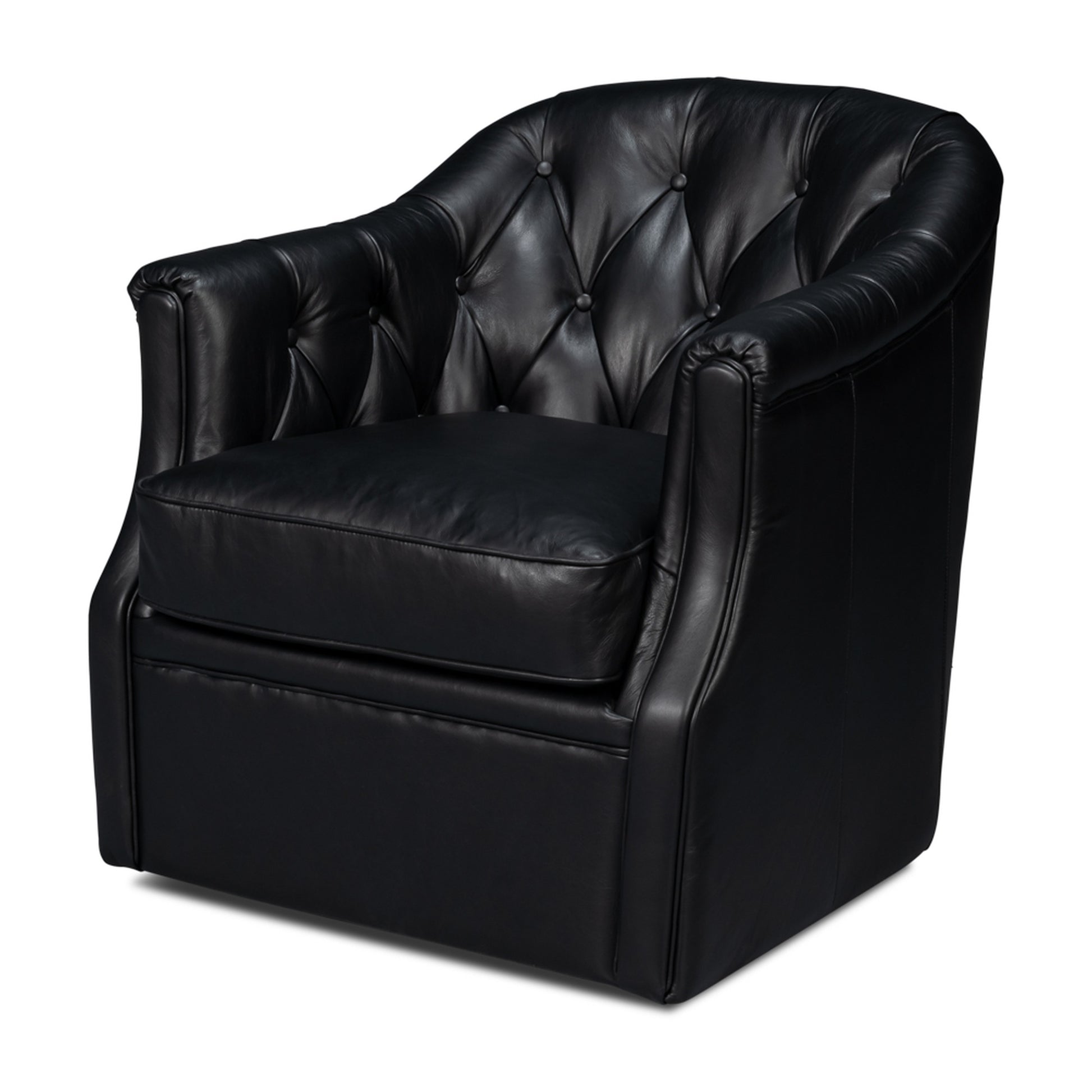 Coolidge Leather Swivel Chair, Black by Sarreid Ltd