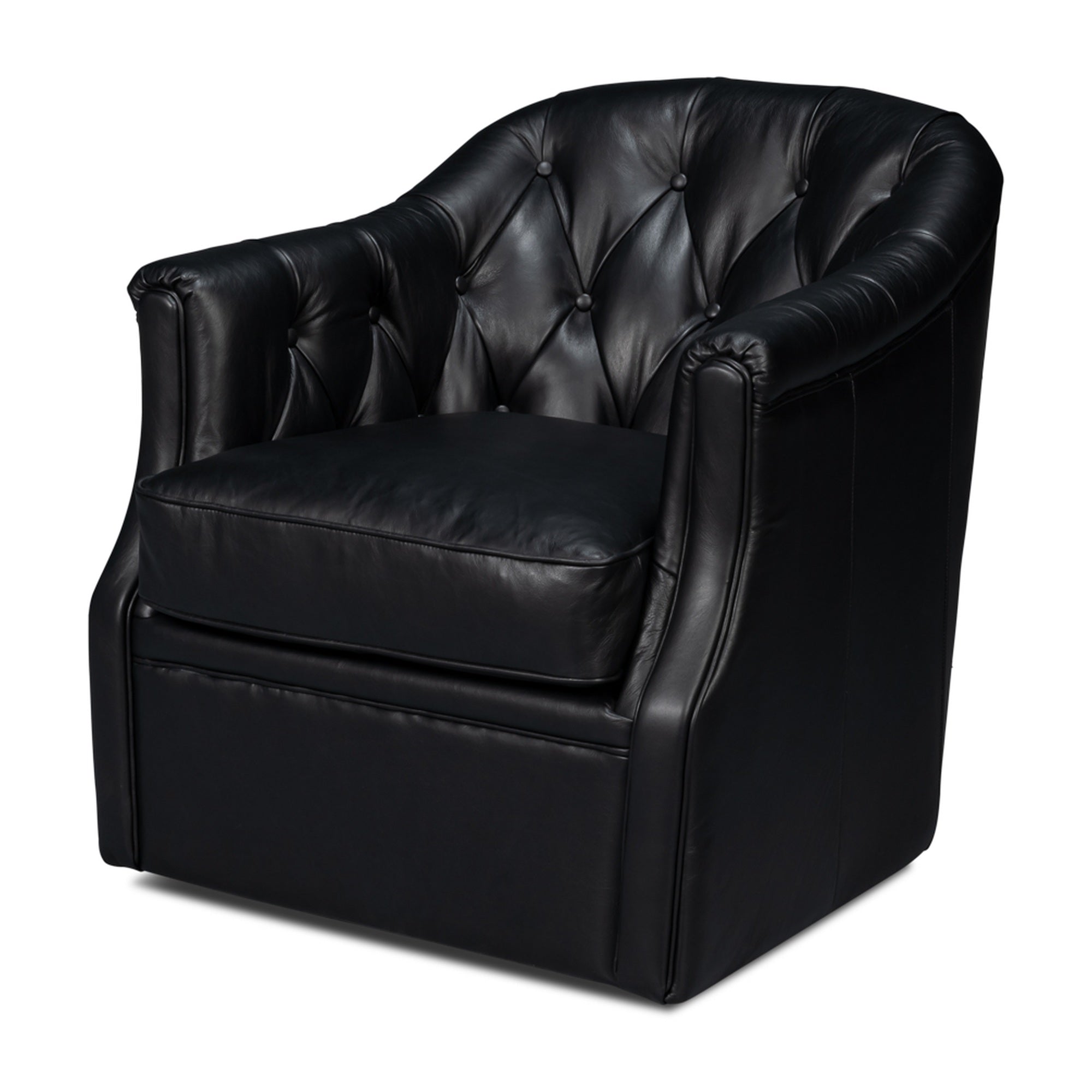 Coolidge Leather Swivel Chair, Black by Sarreid Ltd