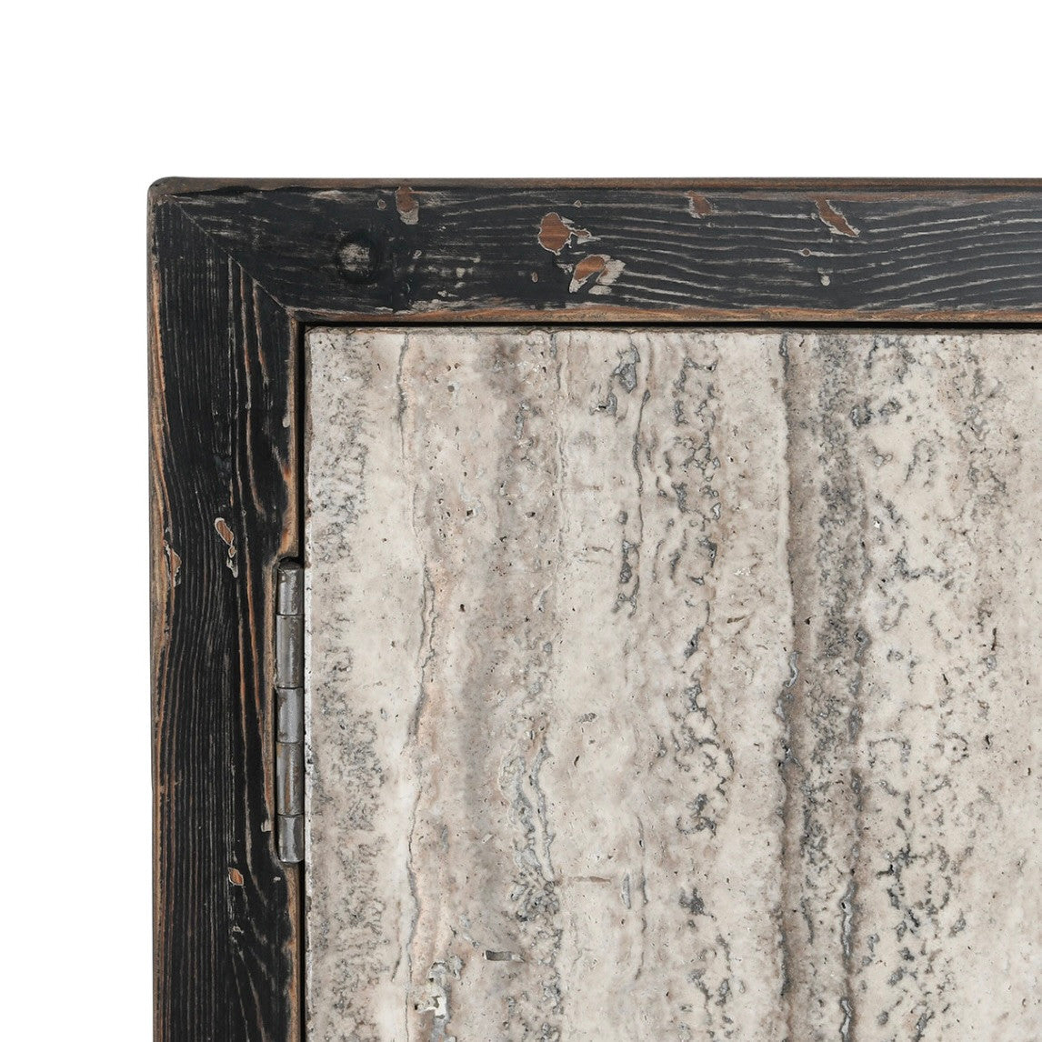 Lisbon 6-Door Reclaimed Wood and Travertine Sideboard 103"