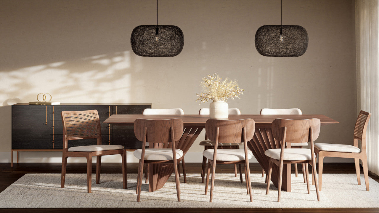 Modern Brazilian - Larissa Side Chair - Harvest Natural Upholstery - Nogal Frame