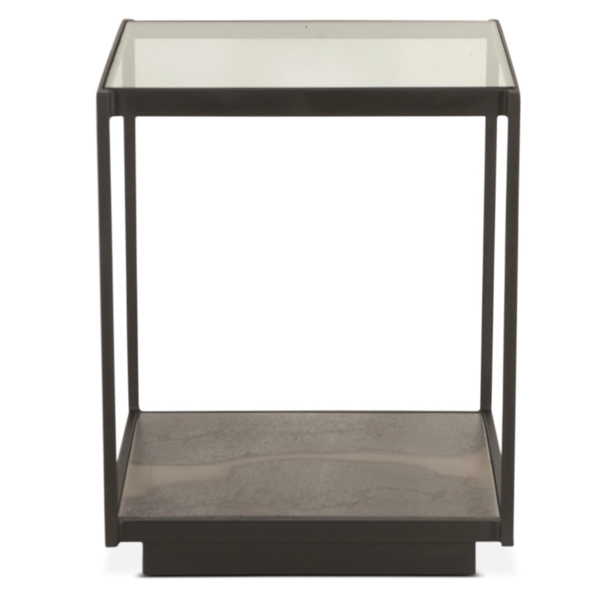 Manchester 18" Side Table with Glass Top in Oxidized Black
