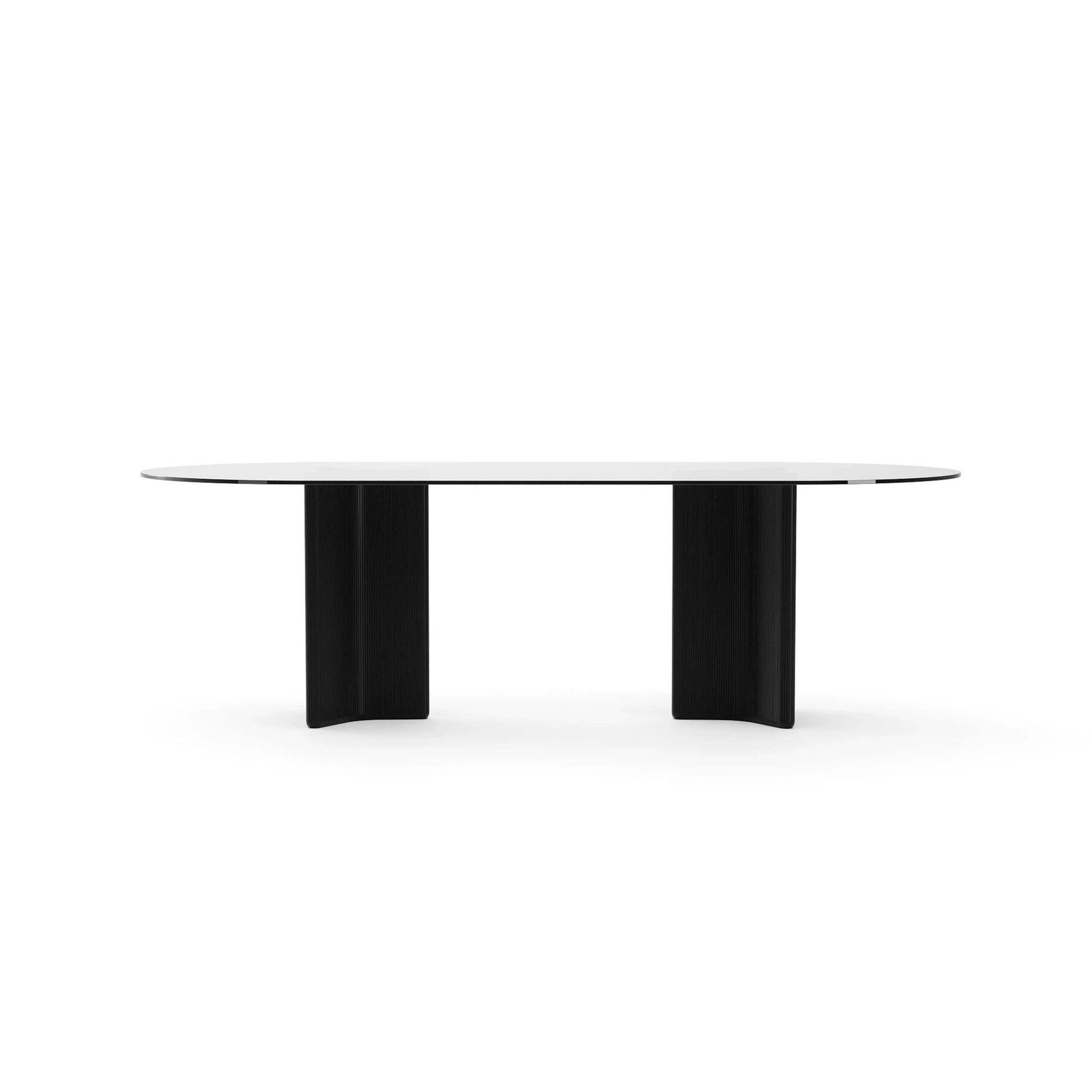 Viola Dining Table Smoked Glass Modern Walnut 96" by Caracole