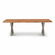 Brooks Dining Table X Base 40" x 92" Teak Top - Pewter Base by Urbia - product view