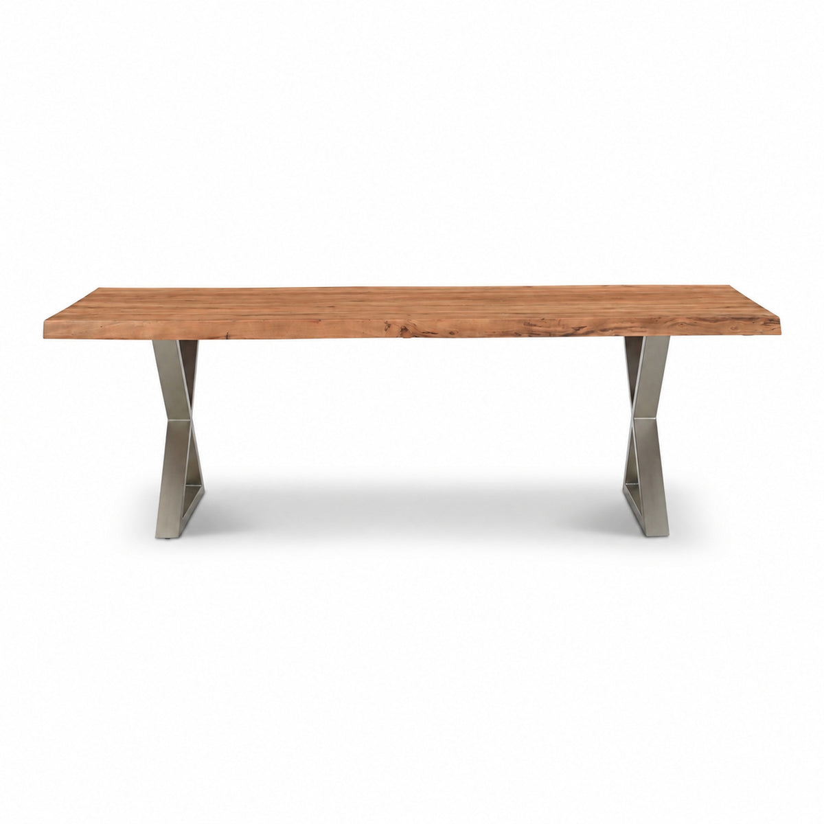 Brooks Dining Table X Base 40" x 92" Teak Top - Pewter Base by Urbia - product view