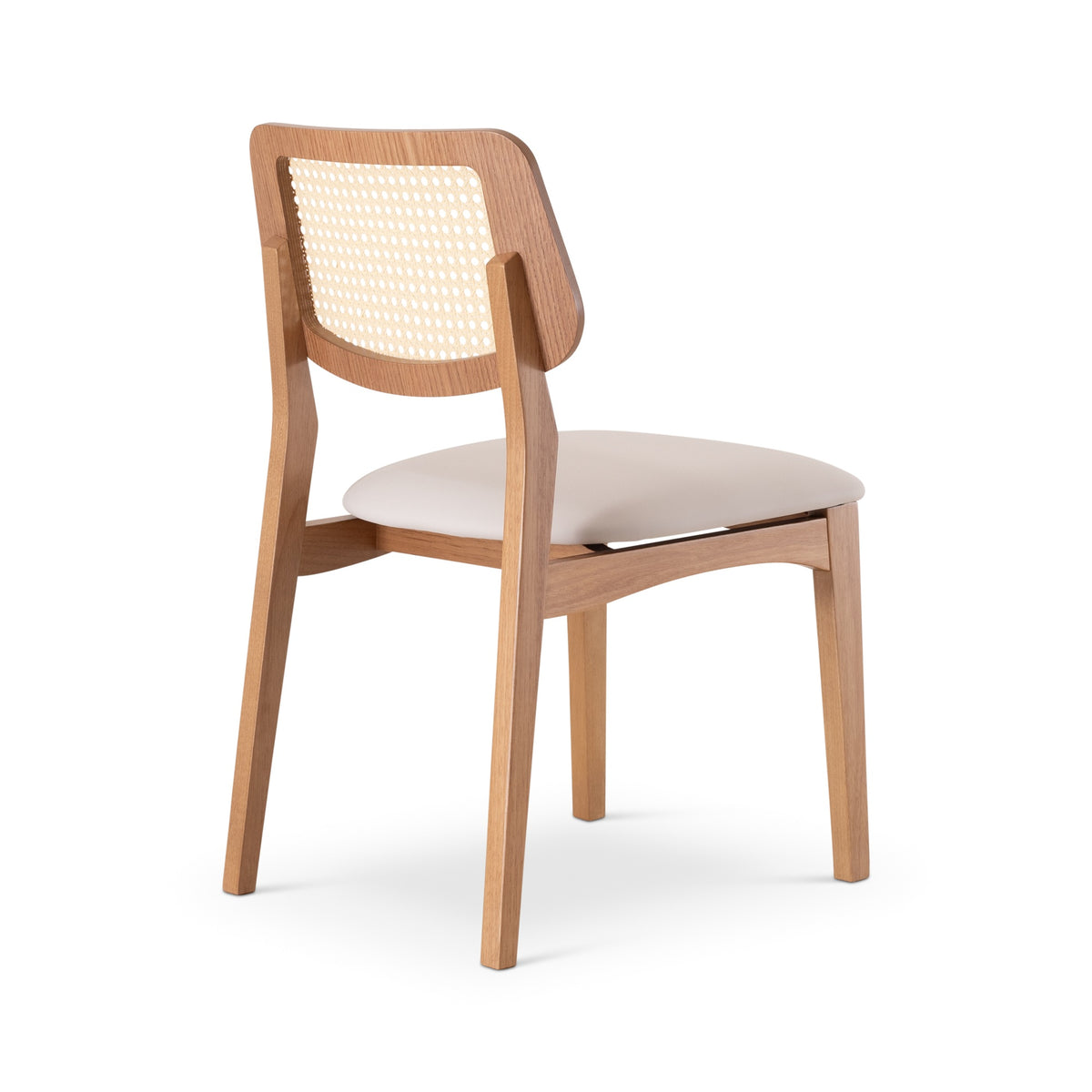 Beth Cane Dining Chair Damasco, Shimmy Cream Vinyl, Natural Cane by Urbia - detail 4