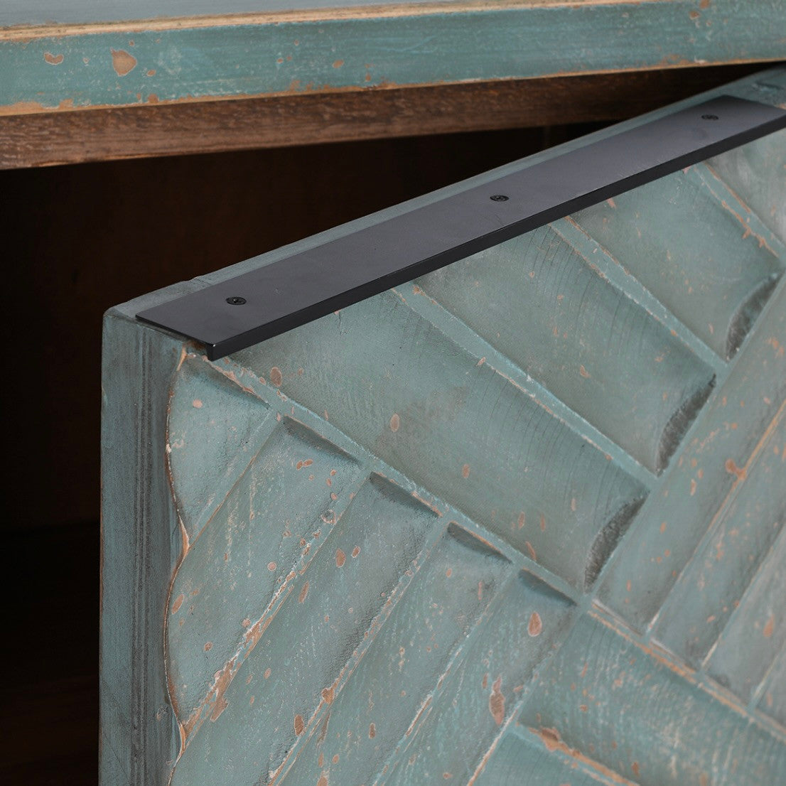 Mateo 4-Door Reclaimed Wood Teal Sideboard 90"
