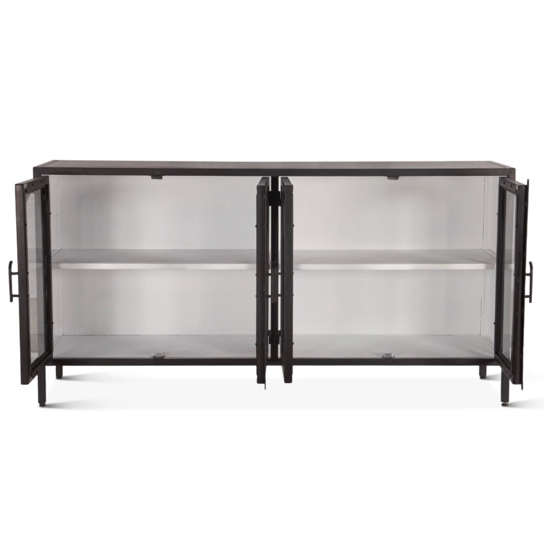 Penelope 63" Iron and Glass Sideboard Matte Black